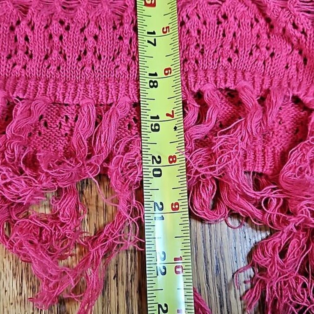 Arizona Jean Pink Crochet Fringe Tank Top XXL Boho Open Knit Sleeveless Shirt - Picture 8 of 8